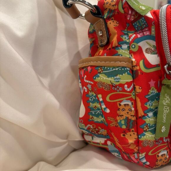 Eco Lily Bloom Red Christmas Holiday Icons Crossbody Purse Hard To Find Style - Picture 6 of 13